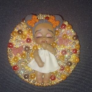 Handcrafted Mirror with Beaded Background